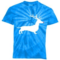 Funny Dachshund Dog Christmas Wiener Reindeer Antler Xmas Gift Kids Tie-Dye T-Shirt