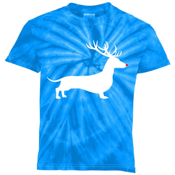 Funny Dachshund Dog Christmas Wiener Reindeer Antler Xmas Gift Kids Tie-Dye T-Shirt