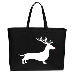 Funny Dachshund Dog Christmas Wiener Reindeer Antler Xmas Gift Cotton Canvas Jumbo Tote