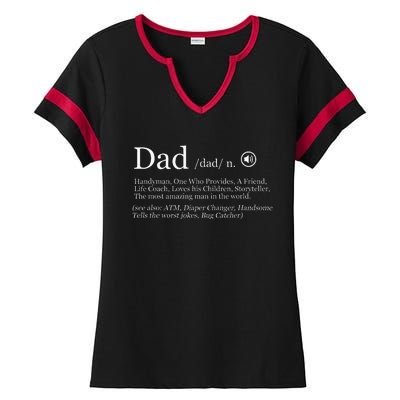 Funny Dad Definition Ladies Halftime Notch Neck Tee