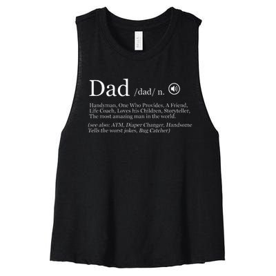 Funny Dad Definition Women's Racerback Cropped Tank