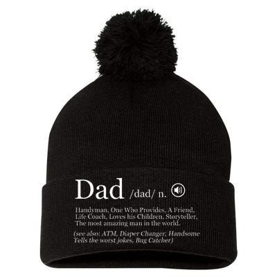 Funny Dad Definition Pom Pom 12in Knit Beanie