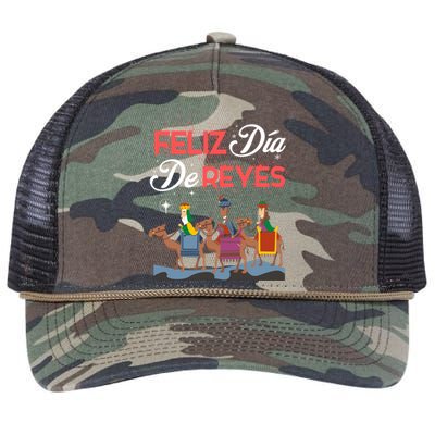 Feliz Dia De Reyes Happy Three Kings Day Epiphany Day Cute Gift Retro Rope Trucker Hat Cap