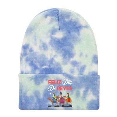 Feliz Dia De Reyes Happy Three Kings Day Epiphany Day Cute Gift Tie Dye 12in Knit Beanie