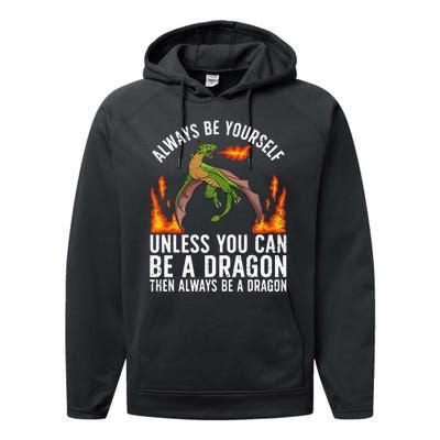 Funny Dragon Design For Fantasy Dragon Lover Performance Fleece Hoodie