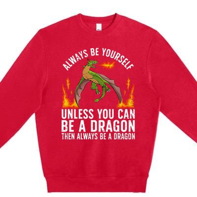 Funny Dragon Design For Fantasy Dragon Lover Premium Crewneck Sweatshirt