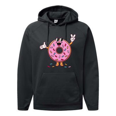 Funny Donut Donut Sprinkles Performance Fleece Hoodie