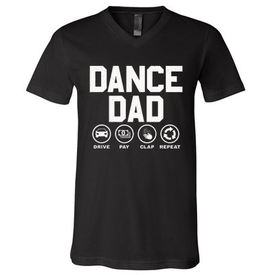 Funny Dance Dad Proud Dancer Dancing Father V-Neck T-Shirt