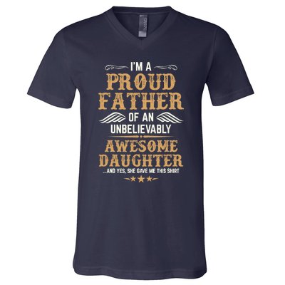 Fathers Day Dad Matching Daughter Fathers Day V-Neck T-Shirt