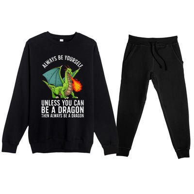 Funny Dragon Design For Fantasy Dragon Lover Premium Crewneck Sweatsuit Set