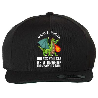 Funny Dragon Design For Fantasy Dragon Lover Wool Snapback Cap