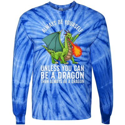 Funny Dragon Design For Fantasy Dragon Lover Tie-Dye Long Sleeve Shirt