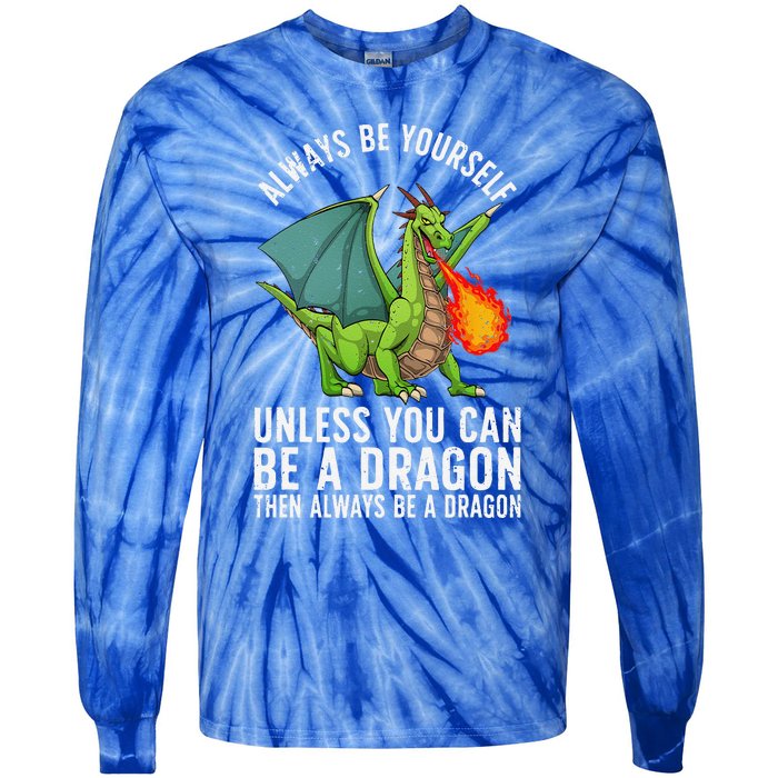 Funny Dragon Design For Fantasy Dragon Lover Tie-Dye Long Sleeve Shirt