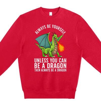 Funny Dragon Design For Fantasy Dragon Lover Premium Crewneck Sweatshirt