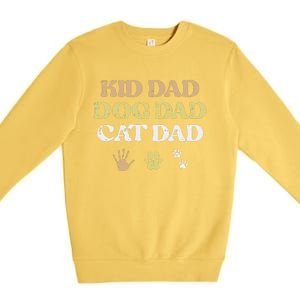 Fathers Day Dog Cat Dad Funny Fur Papa Pet Daddy Premium Crewneck Sweatshirt