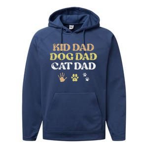 Fathers Day Dog Cat Dad Funny Fur Papa Pet Daddy Performance Fleece Hoodie