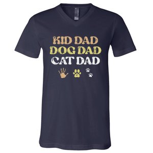 Fathers Day Dog Cat Dad Funny Fur Papa Pet Daddy V-Neck T-Shirt