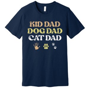 Fathers Day Dog Cat Dad Funny Fur Papa Pet Daddy Premium T-Shirt