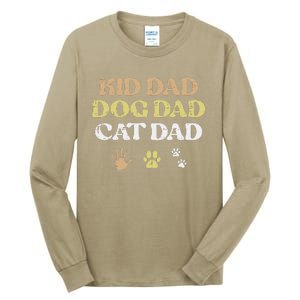 Fathers Day Dog Cat Dad Funny Fur Papa Pet Daddy Tall Long Sleeve T-Shirt