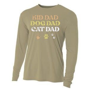 Fathers Day Dog Cat Dad Funny Fur Papa Pet Daddy Cooling Performance Long Sleeve Crew