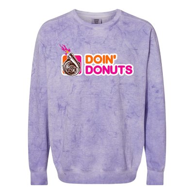 Funny Doin Donuts Racing & Drift Car Enthusiast Turbo Motor Colorblast Crewneck Sweatshirt