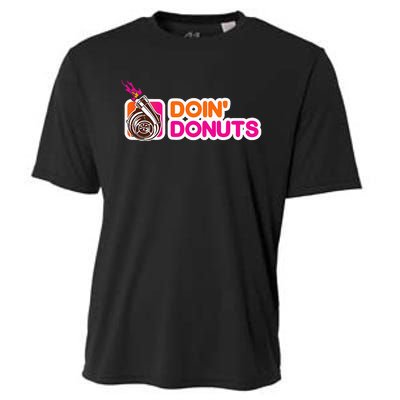 Funny Doin Donuts Racing & Drift Car Enthusiast Turbo Motor Cooling Performance Crew T-Shirt