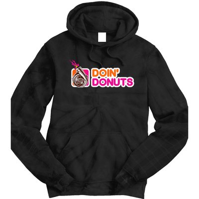 Funny Doin Donuts Racing & Drift Car Enthusiast Turbo Motor Tie Dye Hoodie