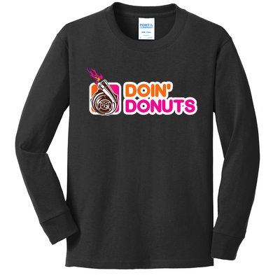 Funny Doin Donuts Racing & Drift Car Enthusiast Turbo Motor Kids Long Sleeve Shirt