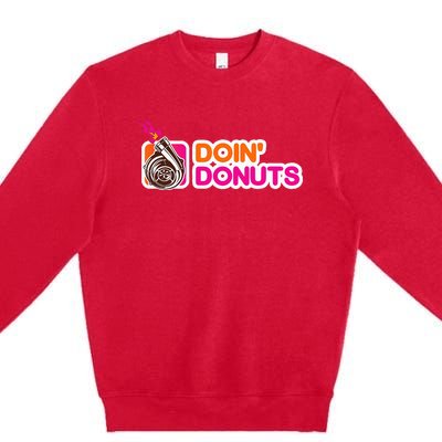 Funny Doin Donuts Racing & Drift Car Enthusiast Turbo Motor Premium Crewneck Sweatshirt