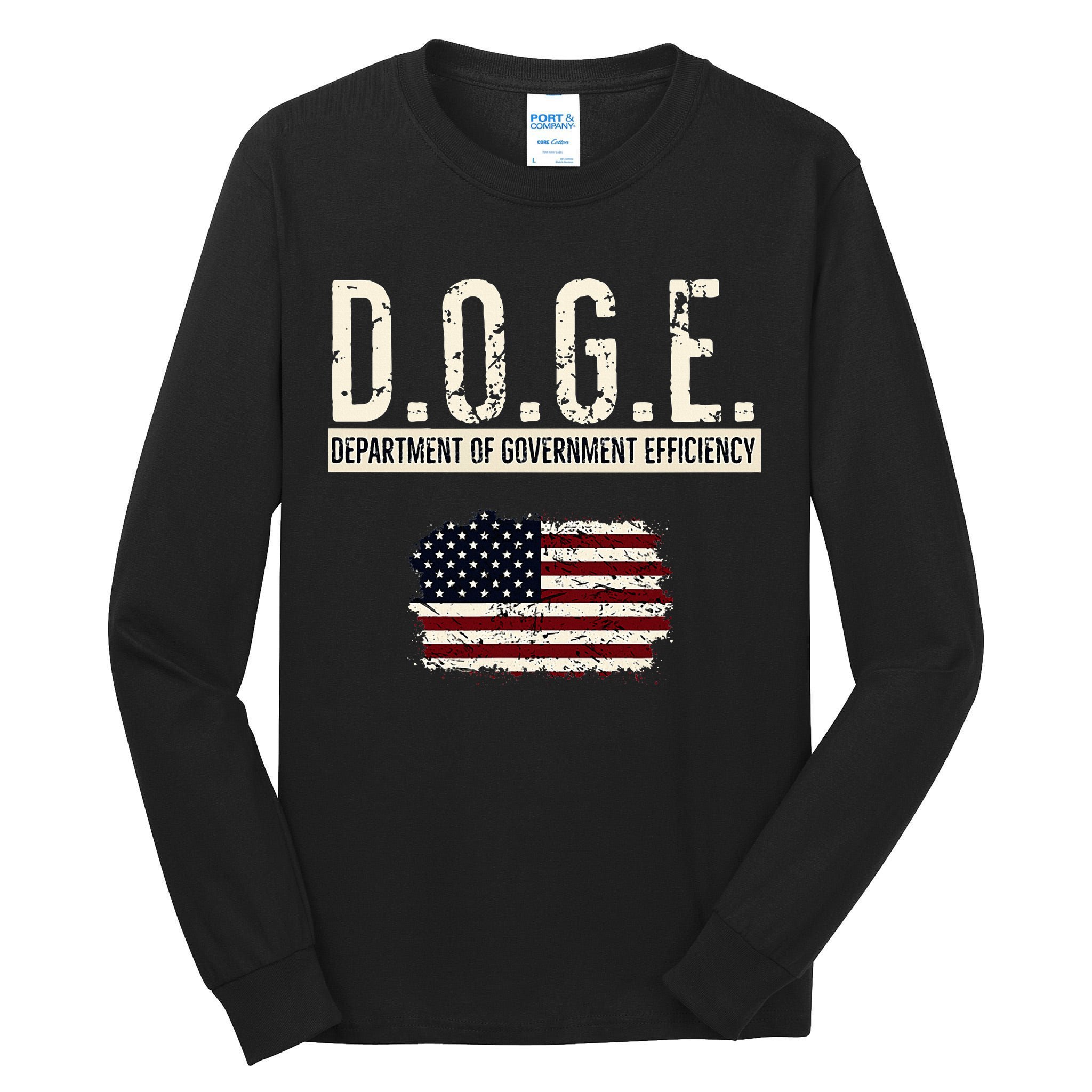 Funny Doge Department Of Government Efficiency . D.O.G.E. Tall Long Sleeve T-Shirt