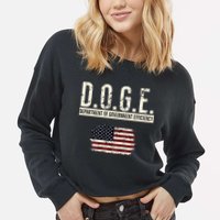 Funny Doge Department Of Government Efficiency . D.O.G.E. Cropped Pullover Crew