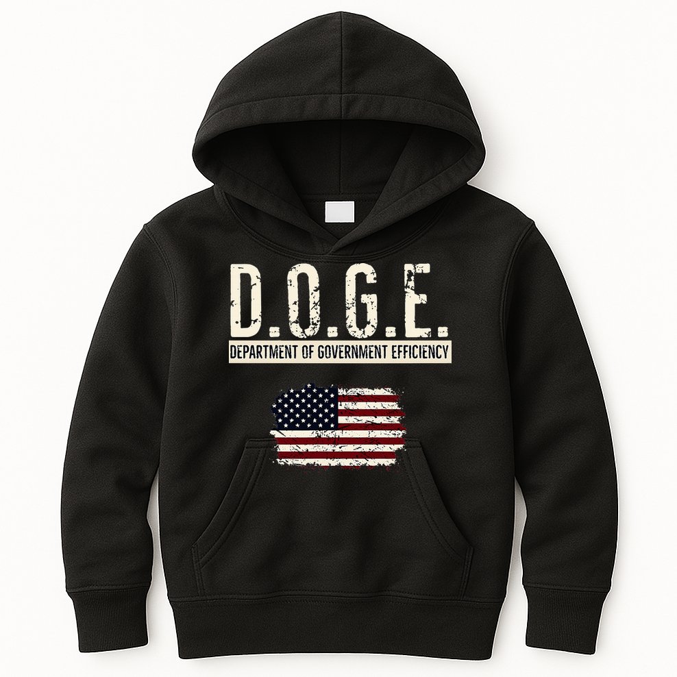 Funny Doge Department Of Government Efficiency . D.O.G.E. Kids Hoodie