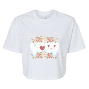 Floral Dentist Dental Hygienist Valentine's Day Gift Bella+Canvas Jersey Crop Tee