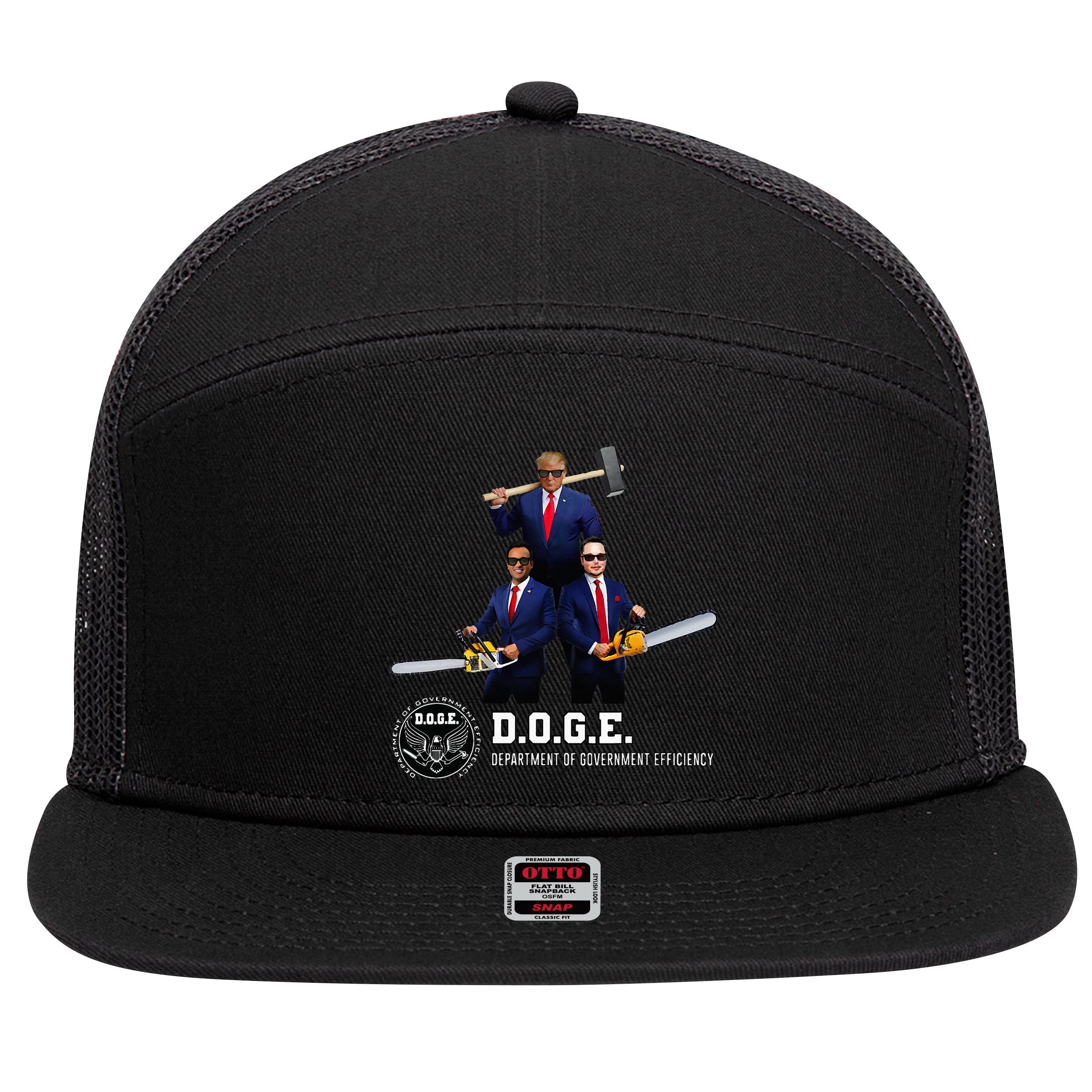 Funny D.O.G.E. (Department Of Government Efficiency) Doge 7 Panel Mesh Trucker Snapback Hat
