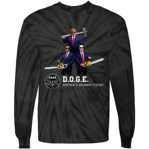 Funny D.O.G.E. (Department Of Government Efficiency) Doge Tie-Dye Long Sleeve Shirt