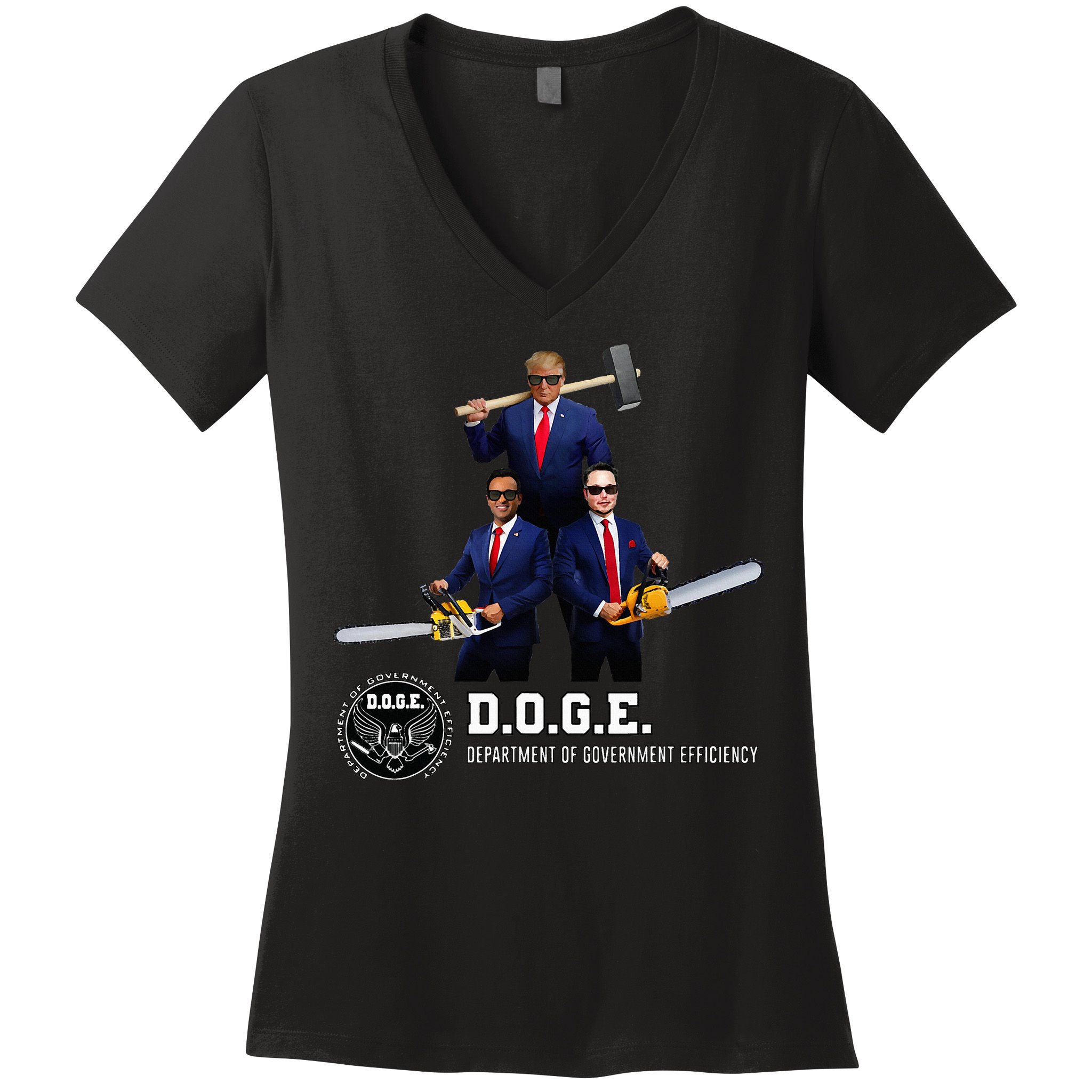 Funny D.O.G.E. (Department Of Government Efficiency) Doge Women's V-Neck T-Shirt