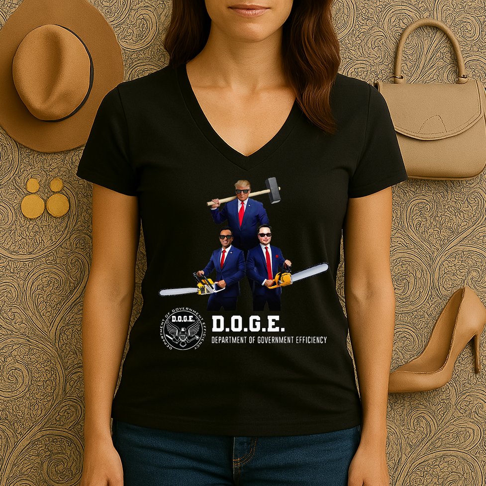 Funny D.O.G.E. (Department Of Government Efficiency) Doge Women's V-Neck T-Shirt
