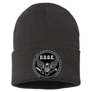 Funny Doge Department Of Government Efficiency Parody Sustainable Knit Beanie