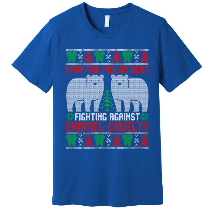 Funny Dental Dentist Save The Molar Bear Ugly Christmas Meaningful Gift Premium T-Shirt