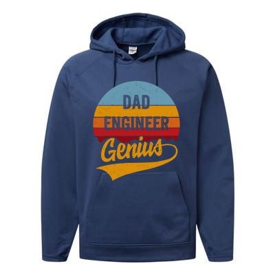 Fathers Day Dad Engineer Genius Engineering Father Grandpa Cute Gift Performance Fleece Hoodie