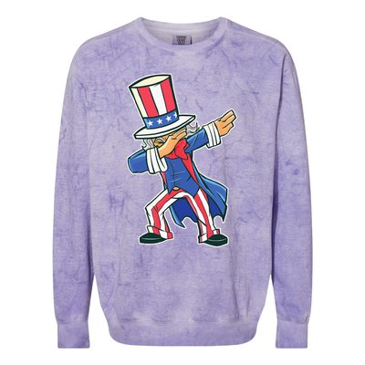 Funny Dancing Dabbing Uncle Sam 4th of July Colorblast Crewneck Sweatshirt