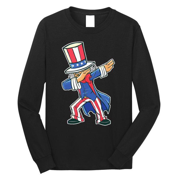 Funny Dancing Dabbing Uncle Sam 4th of July Long Sleeve Shirt