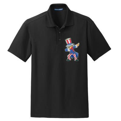 Funny Dancing Dabbing Uncle Sam 4th of July Dry Zone Grid Polo