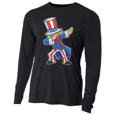 Funny Dancing Dabbing Uncle Sam 4th of July Cooling Performance Long Sleeve Crew