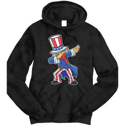 Funny Dancing Dabbing Uncle Sam 4th of July Tie Dye Hoodie