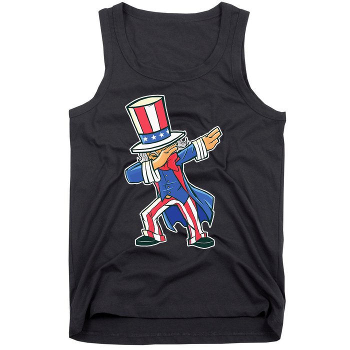 Funny Dancing Dabbing Uncle Sam 4th of July Tank Top