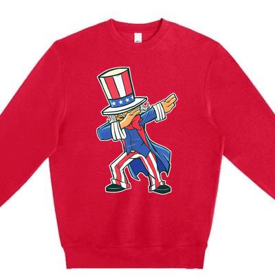 Funny Dancing Dabbing Uncle Sam 4th of July Premium Crewneck Sweatshirt