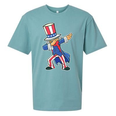 Funny Dancing Dabbing Uncle Sam 4th of July Sueded Cloud Jersey T-Shirt