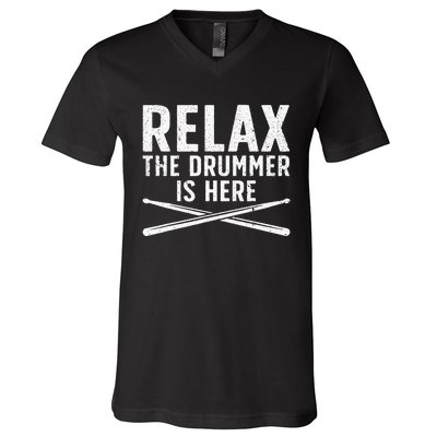 Funny Drummer Design For Men Women Drum Player Music Lover V-Neck T-Shirt