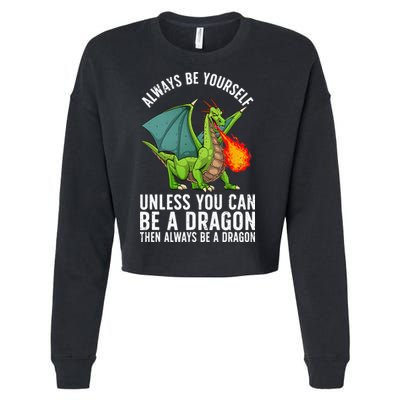 Funny Dragon Design Fantasy Dragon Lover Cropped Pullover Crew